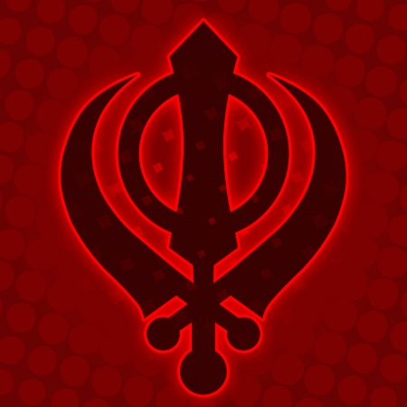 Sikh Symbol - Red Halftone backgroundの写真素材