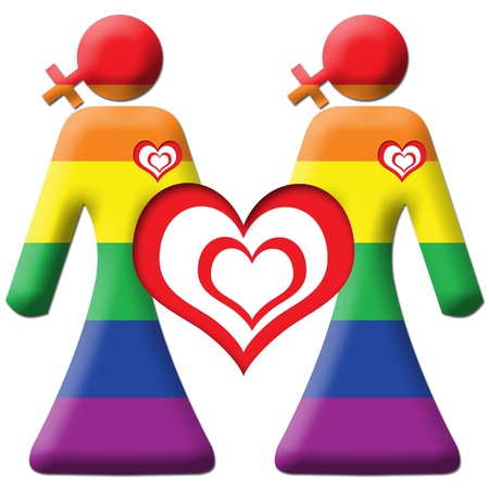 Lesbian Graphic - Two Girls - Rainbowの写真素材