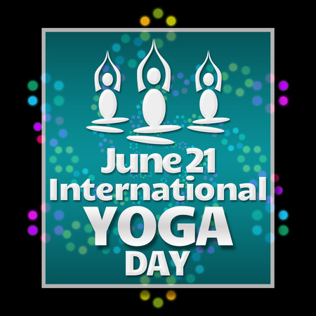 Yoga Day Black Colorful Neonの写真素材