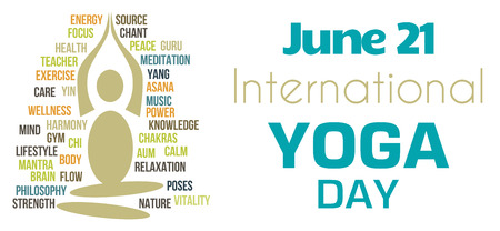 Yoga Day White Tagcloud Shapeの写真素材
