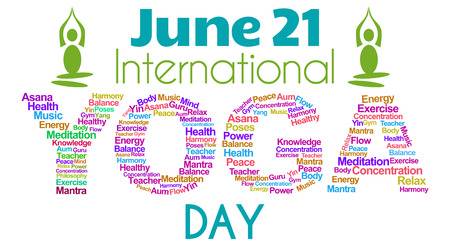 Yoga Day Wordcloud White Colorfulの写真素材