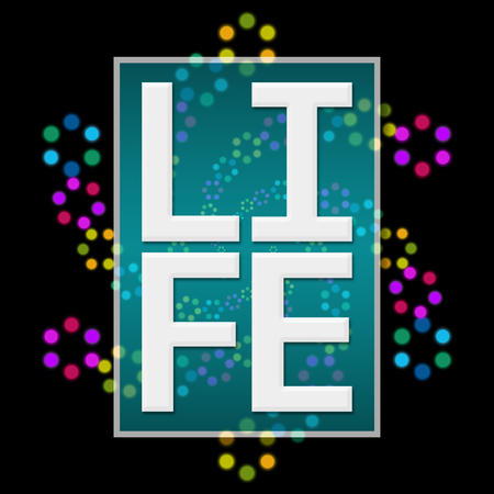 Life Text Dark Background Colorful Neonの写真素材