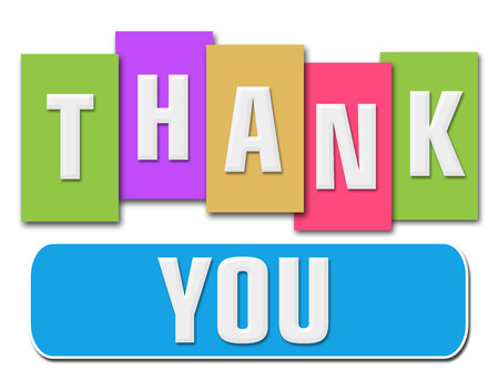 Thank You Colorful Stripes Blueの写真素材
