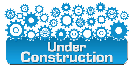 Under Construction Blue Gears On Topの写真素材