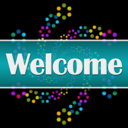 Welcome Dark Colorful Neon Square Horizontalの写真素材