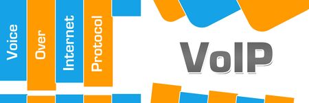 VoIP - Voice Over Internet Protocol Orange Blue Abstract Shapes Horizontalの写真素材