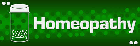 Homeopathy concept image with text and related graphics.