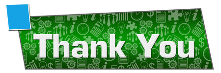 Thank you text written over green blue background.