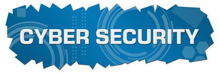 Cyber security text written over blue background.