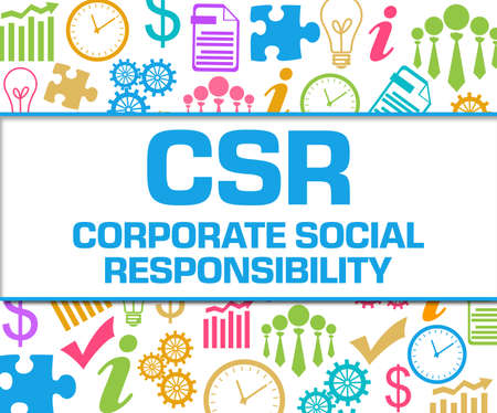 CSR - Corporate social responsibility text written over colorful background.の写真素材