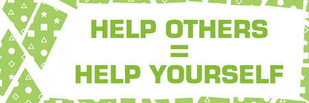 Help others is help yourself text over green background.の写真素材
