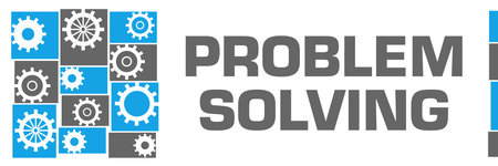 Problem solving text written over blue grey background.