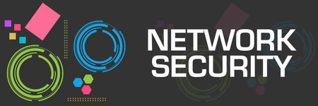 Network security text over dark colorful background.