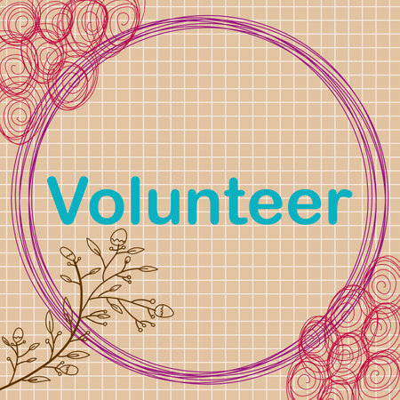 Volunteer text written over pink feminine background.の写真素材