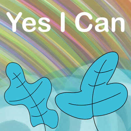 Yes I Can text written over colorful background.の写真素材