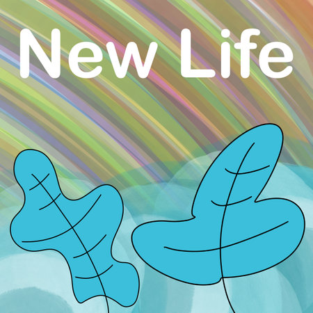New Life text written over colorful background.の写真素材