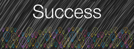 Success concept image with text and bulb symbols.の写真素材