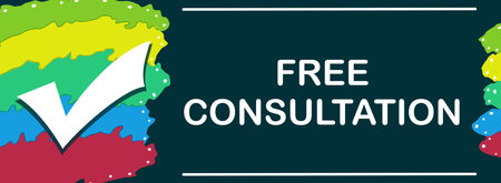 Free Consultation concept image with text and tick mark symbol.の写真素材