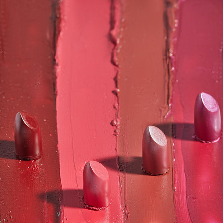Lipstick on a red background. Lipstick on a red backgroundの写真素材