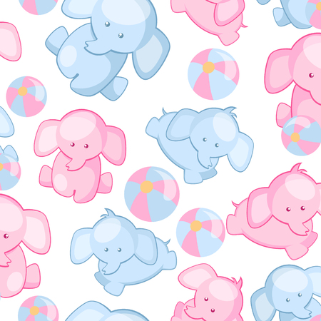 Elephant baby seamless pattern. Vertical Brick tileのイラスト素材