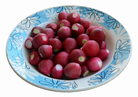  Radish on blue plateの写真素材