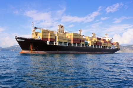 container ship outside harbor