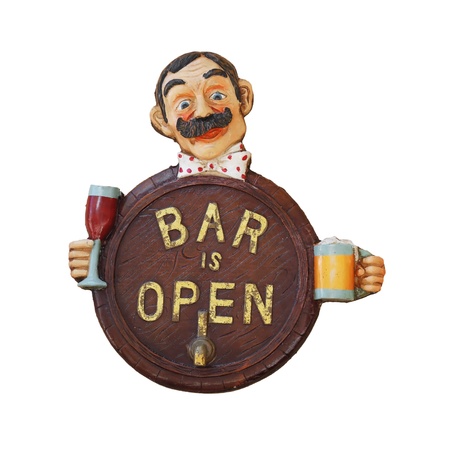 vintage bar sign isolated on white backgroundの写真素材
