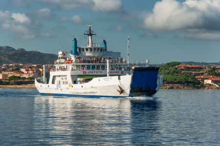 SARDINIA, ITALY - SEPTEMBER 22: ferry boat crossing the sea between Palau and La Maddalena island on 22th September 2013.のeditorial素材