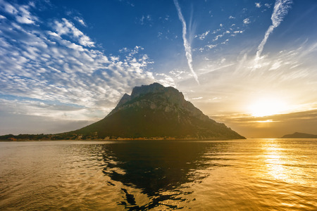 sunrise on Tavolara island, Sardinia, Italyの写真素材