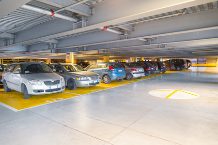 Parking garage, interior with a parked carsのeditorial素材