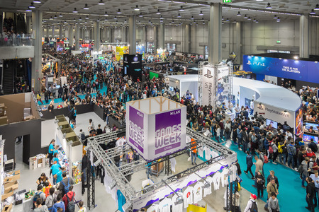 MILAN, ITALY - OCTOBER 25: Crowd of people at Games Week 2015, event dedicated to video games and electronic entertainment on OCTOBER 25, 2015 in Milan.のeditorial素材