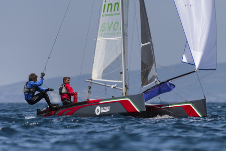 PUNTA ALA - 3 JUNE: second day of competition on Formula 18 national catamaran race, on June 3 2016 in Punta Ala, Italyのeditorial素材