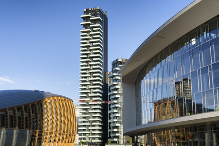 MILAN, ITALY - MAY 15, 2016: new Porta Nuova district skyscraper and commercial buildings from Gae Aulenti's square, in Milan.のeditorial素材