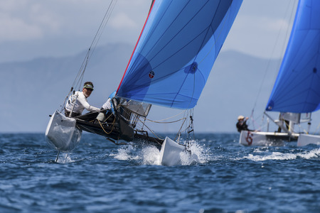 PUNTA ALA - 3 JUNE: second day of competition on Formula 18 national catamaran race, on June 3 2016 in Punta Ala, Italyのeditorial素材