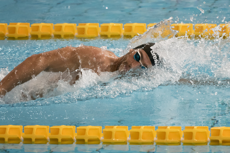 MILAN, ITALY - March 10, 2017: Gabriele Detti swimmer during 7th Trofeo citta di Milano swimming competition.のeditorial素材