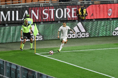 MILAN, ITALY-MAY 7, 2017: italian serie A soccer match AC Milan vs AS Roma, at the san siro stadium, in Milan. Final result 1 - 4.のeditorial素材