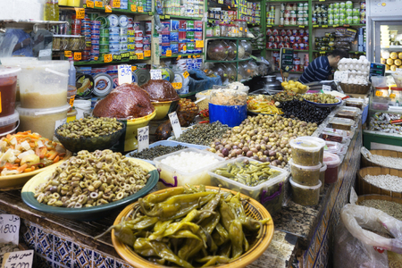 KELIBIA, TUNISIA - AUGUST 10, 2017: local market located in Kelibia centerのeditorial素材