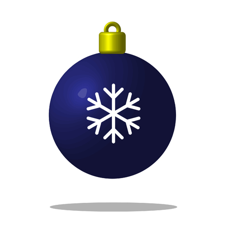 Christmas tree blue ball with snowflake. Xmas toy. Editable.のイラスト素材