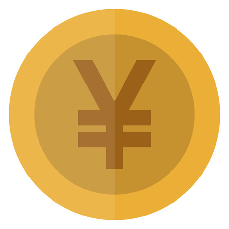 Flat yuan, yen currency round coin. China, Japan, Asia. Casino currency, gambling coin, vector illustration isolated on white background. Vector icon, symbol, money, casino gambling. EPS10のイラスト素材