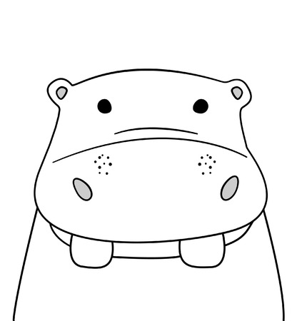 Doodle sketch Hippo illustration. Cartoon vector hippopotamus. Wild mammal animal. Behemoth. Postcard, poster design. Hand drawing. Design for print design, shirts.のイラスト素材