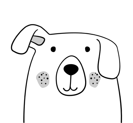 Doodle sketch Dog illustration. Cartoon dog with raised ear. Pet. Domestic animal. Postcard, poster design. Hand drawing. Design for print design, shirts. EPS 10のイラスト素材