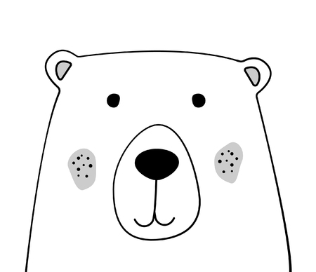 Doodle sketch bear illustration. Cartoon Teddy bear. Wild animal. Postcard, poster, card, napkin design. Hand drawing. For print design, shirts. EPS 10のイラスト素材