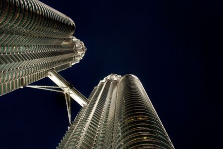 The Kuala Lumpur twin towers at nightのeditorial素材