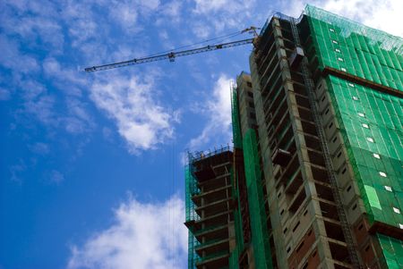 Construction building site with cranesの写真素材