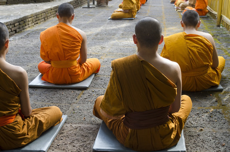 Chiang Mai, Thailand -  January 15, 2015: Buddhist monks meditate at Wat Ram Poeng temple in Chiang Mai, Thailand on January 15, 2015.のeditorial素材