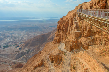 Ruins of Masada fortress, Israelの写真素材