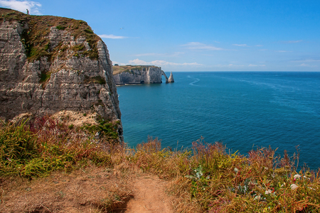 Limestone cliffs of Etretatの写真素材