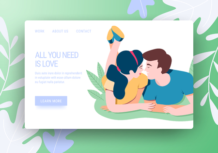 Romantic cute illustration. Love, love story, relationship. Vector design concept for Valentines Day and other users.のイラスト素材