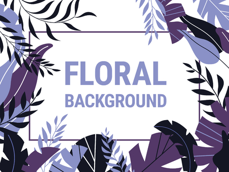 Vector botanical background with tropical leaves on white. Design for cosmetics, spa, health care products, travel company. Can be used as summer backgroundのイラスト素材