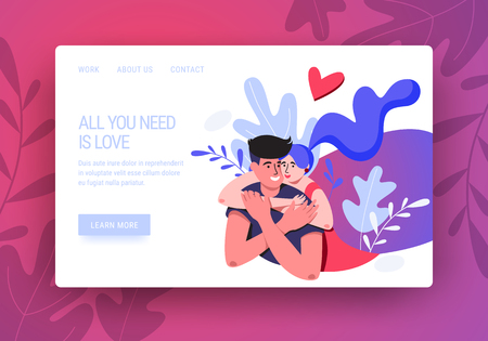 Romantic cute illustration. Love, love story, relationship. Vector design concept for Valentines Day and other users.のイラスト素材